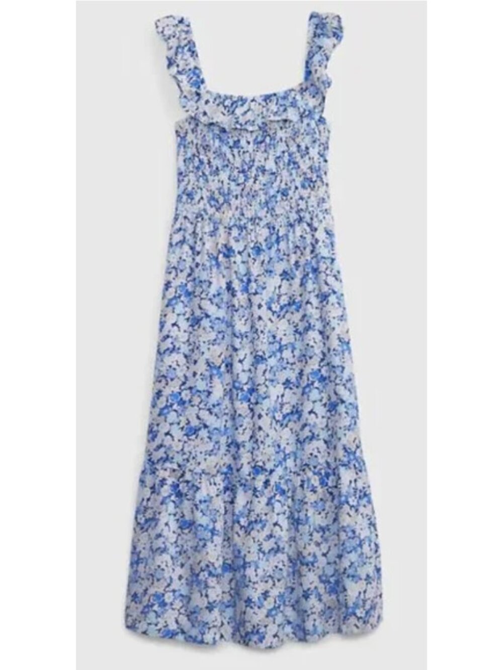 GAP Ruffle Neck Midi Dress Ditsy Blue Floral Small Boho Cottaegcore Prairie